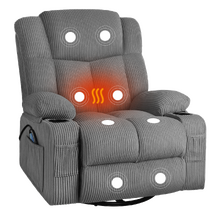 Hannah Corduroy Heated Massage Swivel Recliner Chair